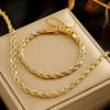 Gold-Plated Rope Chain Necklace & Bracelet Set