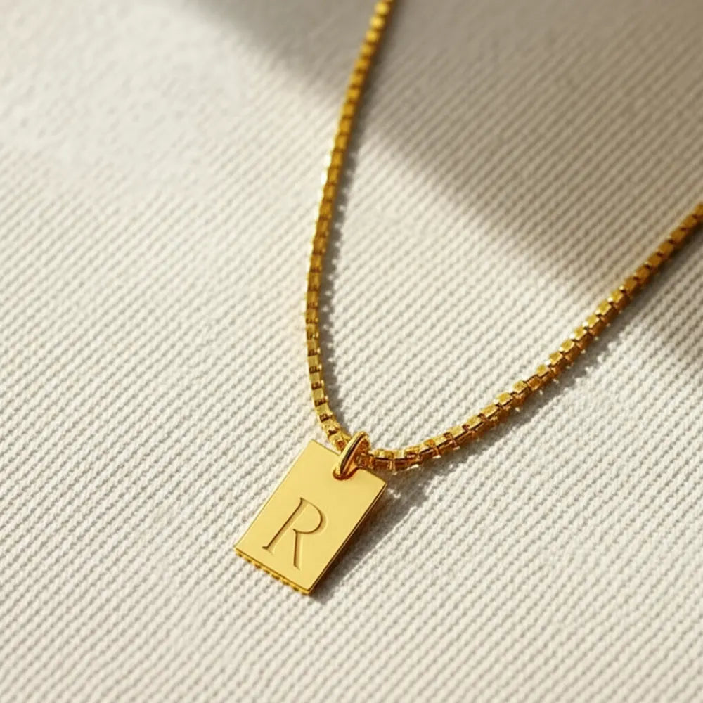 Initial Tag Promise Necklace