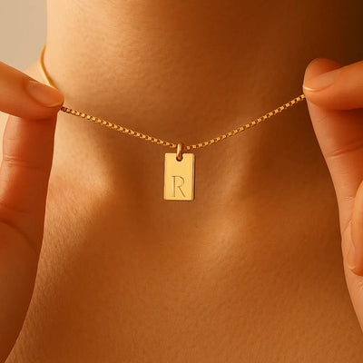 Initial Tag Promise Necklace