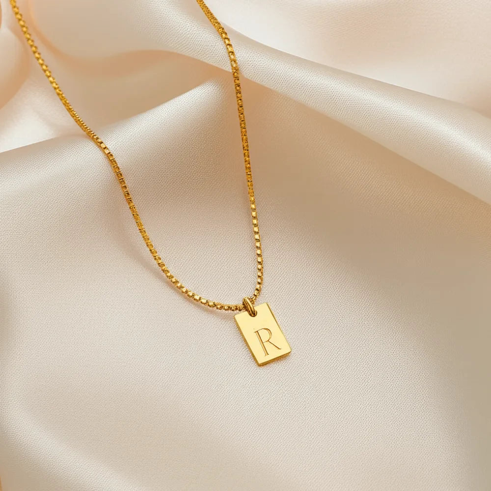 Initial Tag Promise Necklace